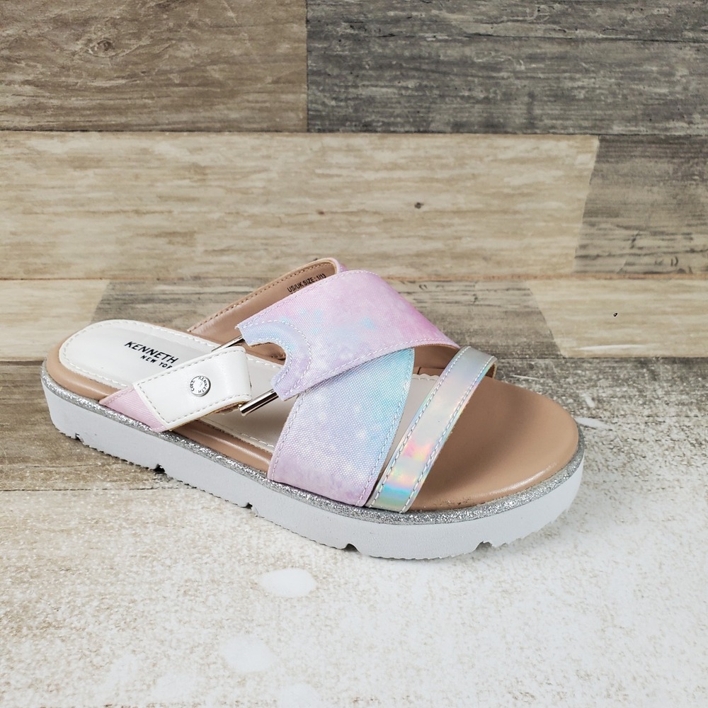 Kenneth Cole New York Lavern Hayley Kids Girls Slide Sandals Sz 1 Multi Slip On